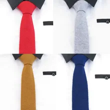 Однотонные шерстяные вязанные галстуки 5 см узкий маленький роскошный галстук плоский угол темно-синий тонкий галстук