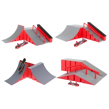

1 Set Mini Table Game Finger Skating Board with Ramp Track Toy Set for Kids Finger Skate Training Board DIY Skateboard Kids Gift