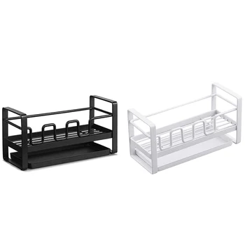 

for Kitchen Sink Organizer Caddy Brush Holder Cleaning Soap Brush Drain Rack with Drain Tray, Multifunction