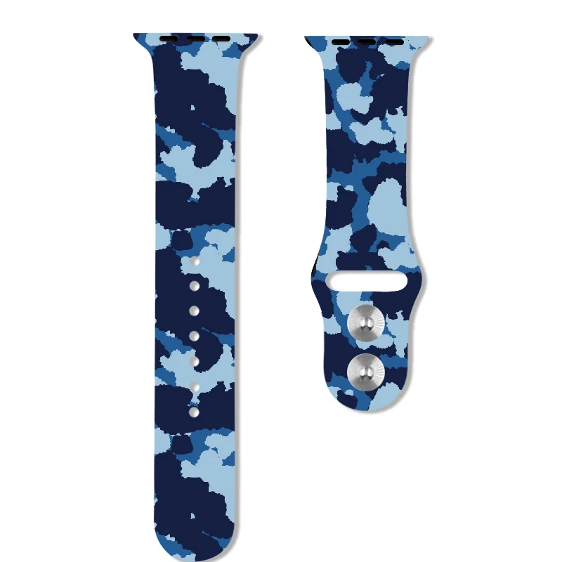 Camouflage blue Зеленые Браслеты 44 мм 40 мм для Apple Watch Series 5 4 силиконовый спортивный ремешок резиновый ремешок 42 мм 38 мм для I Watch Series 1 3 2 - Цвет ремешка: Camouflage blue