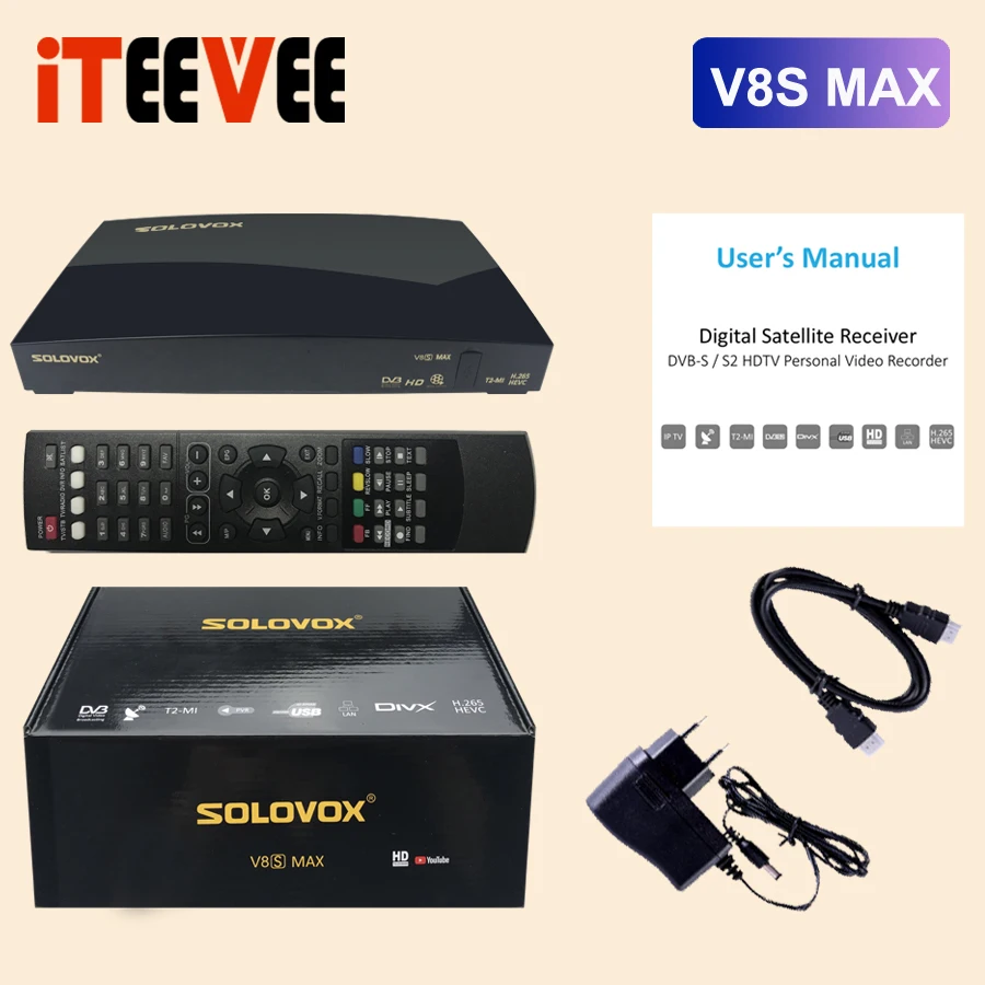 3 шт. цифровой спутниковый ресивер Solovox V8S MAX выход AV HD с USB Wi Fi веб ТВ Biss ключ Youporn CCCAMD