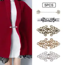 5 piezas Vintage suéter chal Clip vestidos Cardigan Collar Clip flor patrones Clip para mujeres niñas DIY ropa Clips