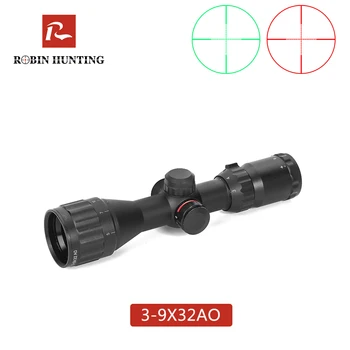 

Robin Hunting Optics Sight 3-9x32 AO Tactical Riflescope with Red&Green Lights Mil-dot Optic Sight Turrets Locking Airsoft scope