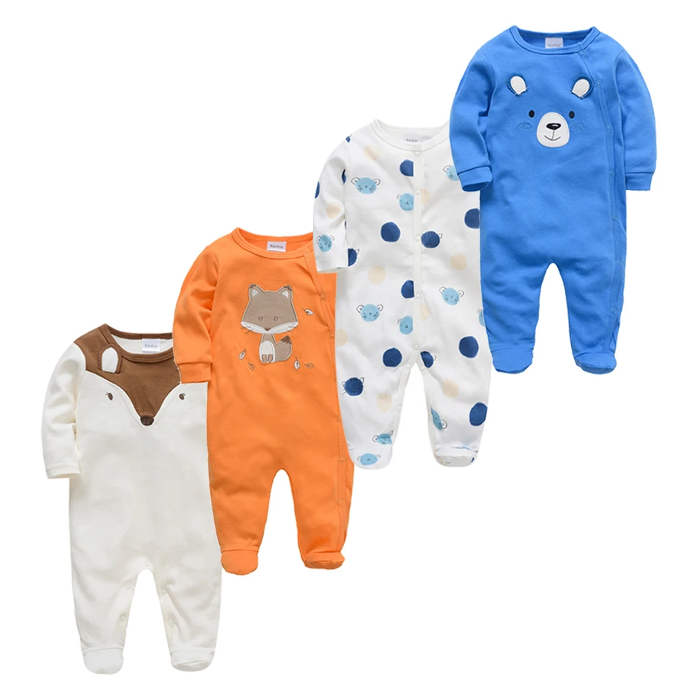 Children Boy Romper Cotton Polka Dot O-neck Newborn Baby Girls Clothes Full Sleeve Summer Jumpsuit 0-12 months 3/4 Pcs cotton jumpsuit baby romper