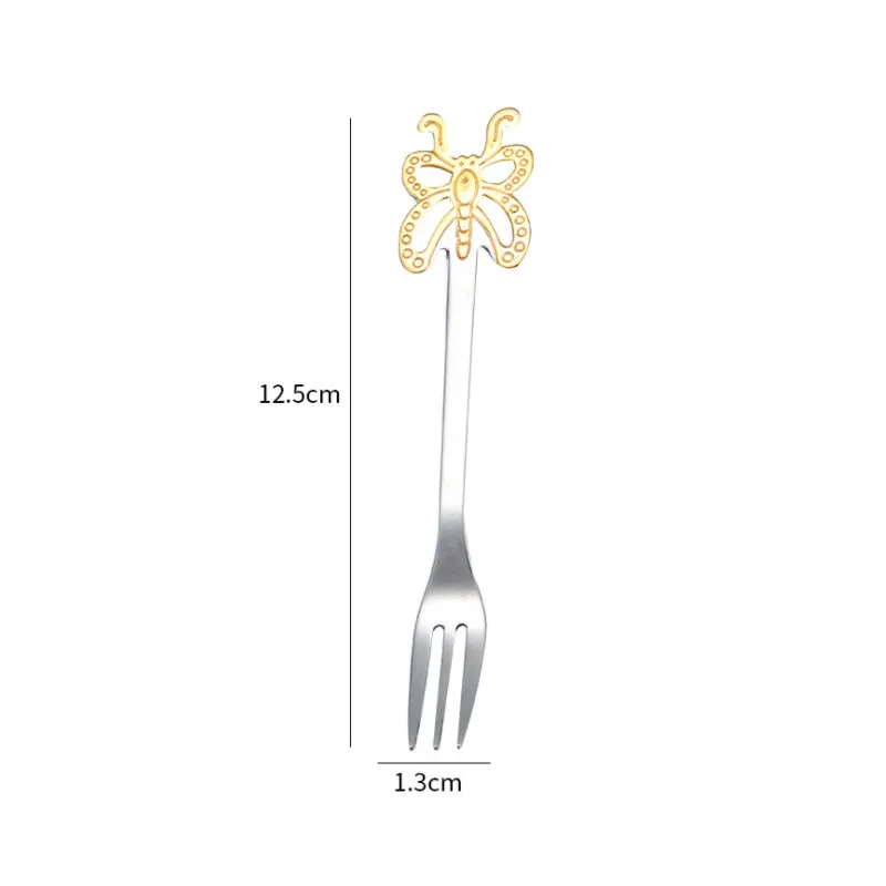 Нержавеющая сталь Бабочка вилка Кофе Чай Spork Столовые приборы лед сливочный хлеб наборы для десерта Западная еда вилка красочные вилки