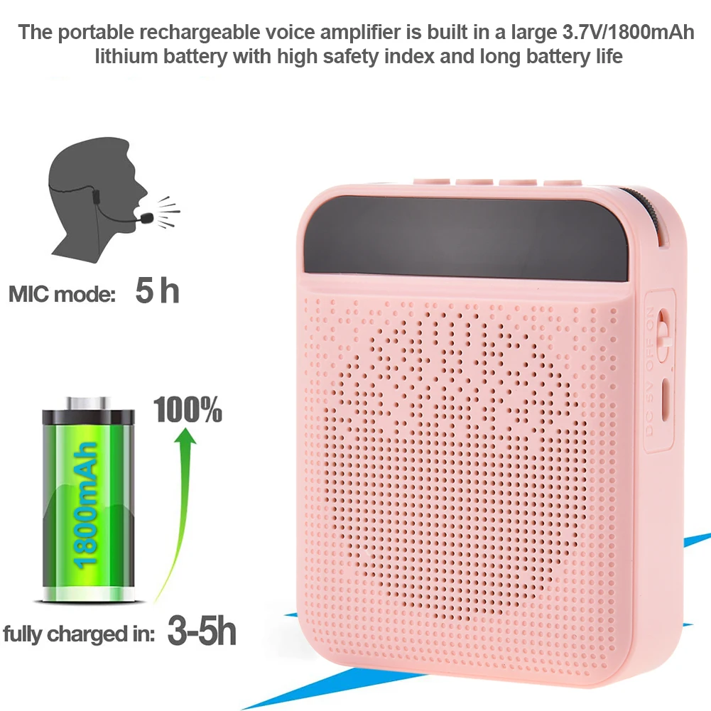 Portable Voice Amplifier with Mic Headphone Personal Microphone Speaker For Teachers Tour Guides Trainers
