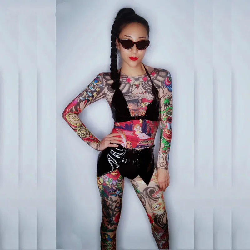 Festival-Women-Multicolor-Tattoo-3D-Printing-Sexy-Jumpsuit-Nightclub-Party-Bodysuit-Stage-Wear-Dancer-Singer-Performance