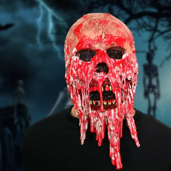 

Hot Scary Bloody Face Skull Mask Halloween Zombie Creepy Horror Portable Costume Party Props Face Adult Latex Costume Scary Prop