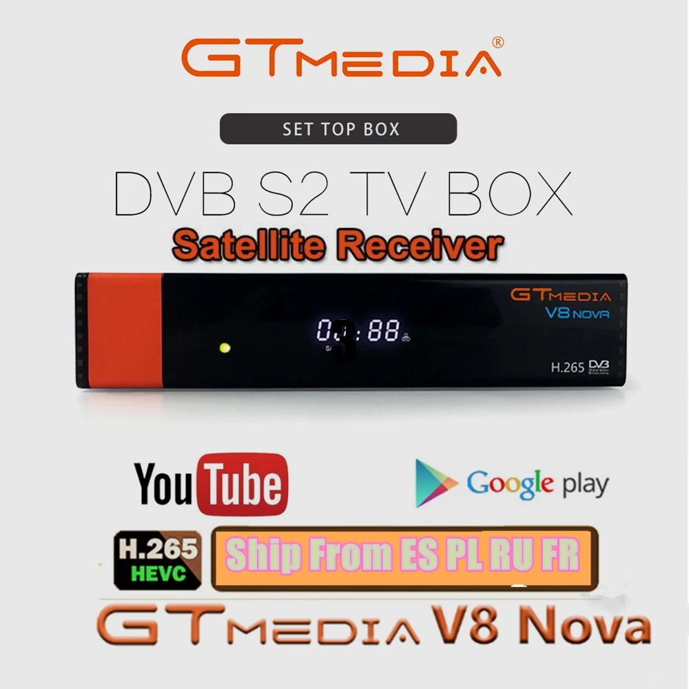 GTmedia-приемник спутникового телевидения V8 Nova DVB-S2 HD 1080P с Wi-Fi интегрированным Biss VU PVR