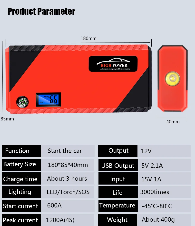 Автомобильное зарядное устройство для автомобильного аккумулятора Booster 20000mAh 12V автомобильный прыжок