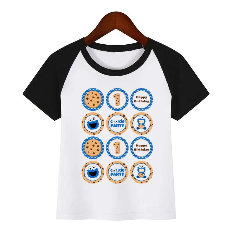 Забавная одежда с принтом «Улица Сезам», «печенья», «монстры»; детская летняя футболка; модная детская одежда; футболка; детская футболка с рисунком - Цвет: K336F