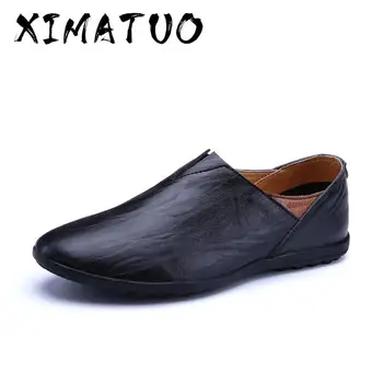 

Genuine Leather Men Casual Shoes Luxury Brand 2018 Italian Mens Loafers Breathable Driving Shoes Slip On Comfy Moccasins