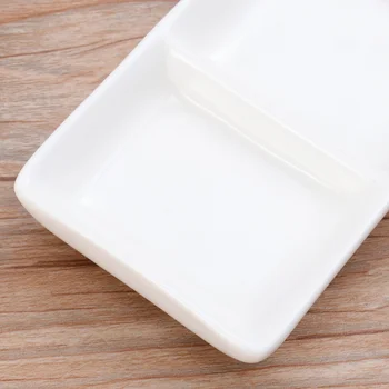 

1 Pc Appetizer Serving Tray 3-Compartment Rectangle Pure White Sauce Dispenser for Spice Dish Soy Sauce