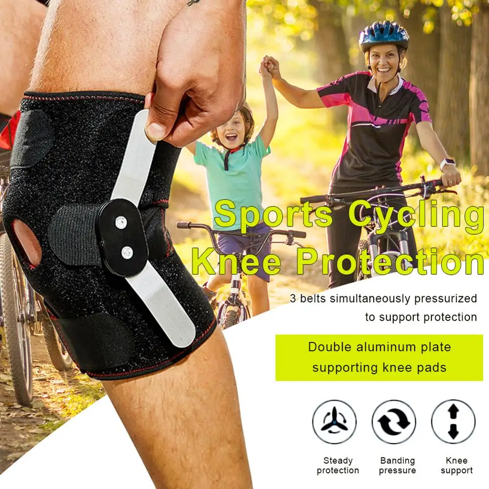 

1PC Sport Knee Brace Double Hinged Support Outdoor Sports Fitness Kneepad Pads Adjustable Patella Stabilizer Wrap Protector Pad