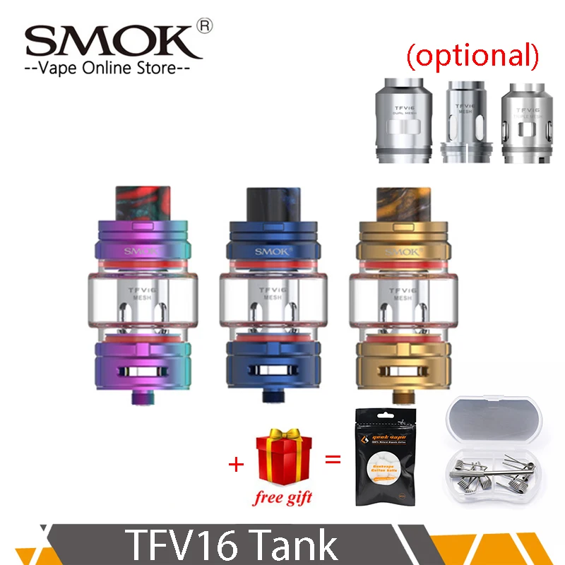 

Original Smok TFV16 Tank 9ml Electronic Cigarette Atomizer 510 thread New TFV16 Mesh Coil Vaporizer VS TFV12 Prince Tank Vape