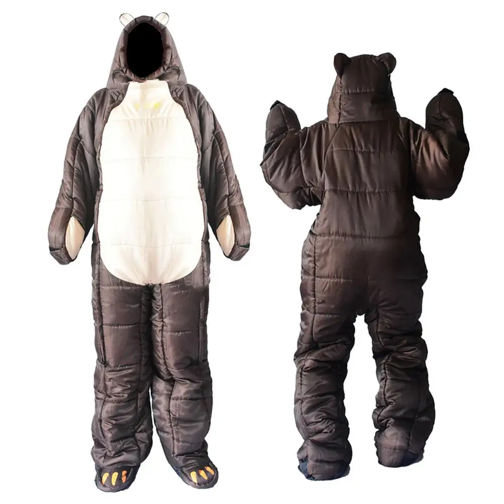 Tubuh Penuh Wearable Kantong Tidur Beruang Berbentuk Coklat Tidur Kantong Untuk Keluarga Kolam Camping Hiking Portable Camping Perjalanan Kantong Tidur Aliexpress