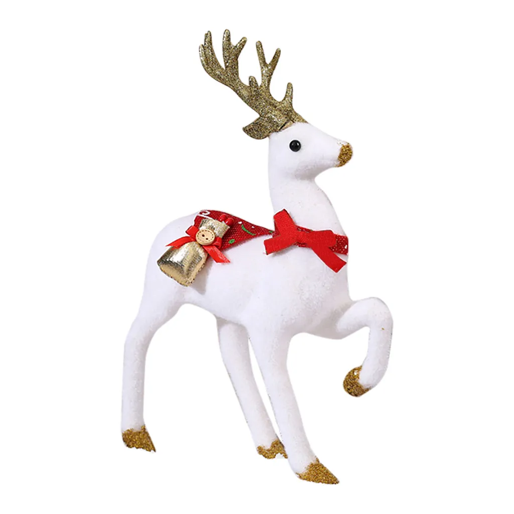 Рождественская фигурка оленя, Рождественская кукла, ПВХ Модель, пластик, белый хвостый олень, домашние вечерние украшения,, рождественские коллекции