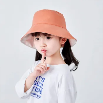 

Baby boy girl hats Simple large along solid color sun hat sunscreen child 2020 summer new Korean travel fisherman bucket hat