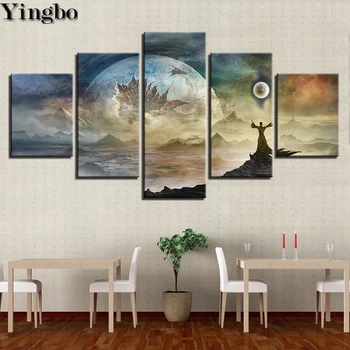 

5 Panel Fantasy Planet Landscape Diamond Painting Cross Stitch DIY 5D Full Diamond Embroidery Diamond Mosaic Full Round/Square