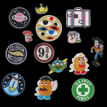 

Cartoon Toy Story Alien Little Green Man Animal Embroidered Iron On Space Planet Rocket Patches diy for Clothing Repair Stickers