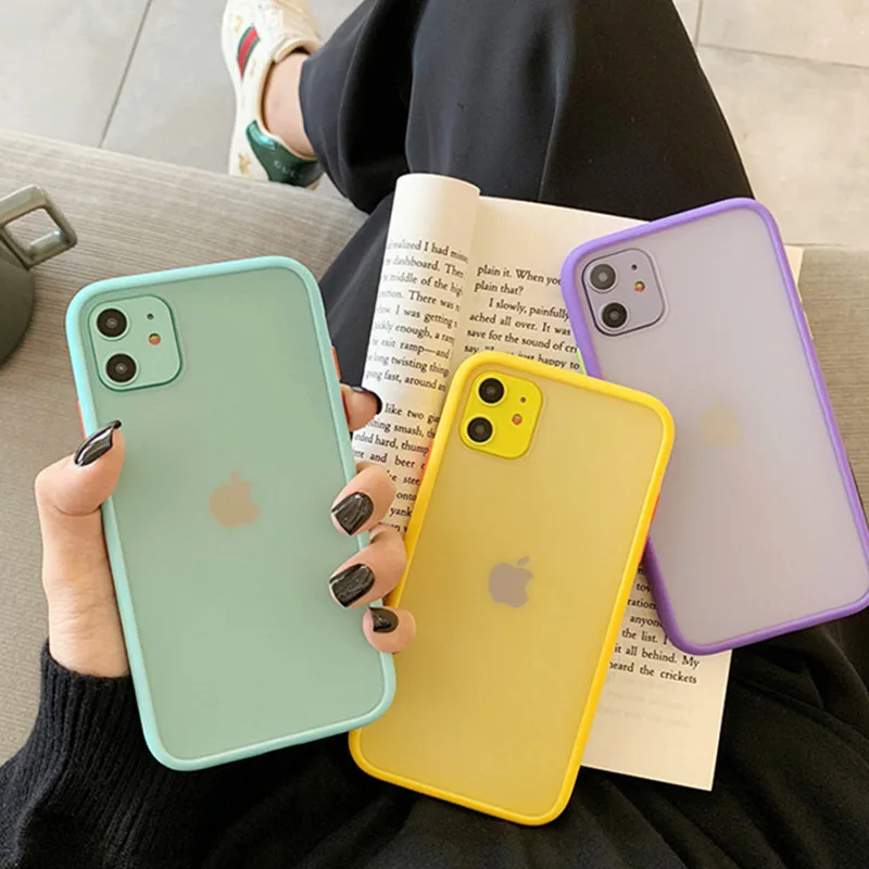 

Simple Matte Bumper Phone Case For iPhone 11 Pro Max XR XS Max 6S 8 7 Plus Shockproof Soft TPU Silicone Clear Cover