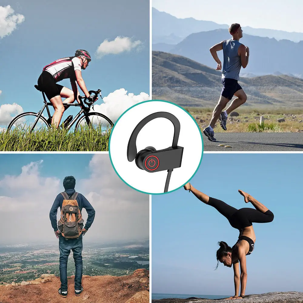 Wireless bluetooth headset sports sweatproof stereo microphone earbud earphone Compatible Bluetooth Electronic Devices