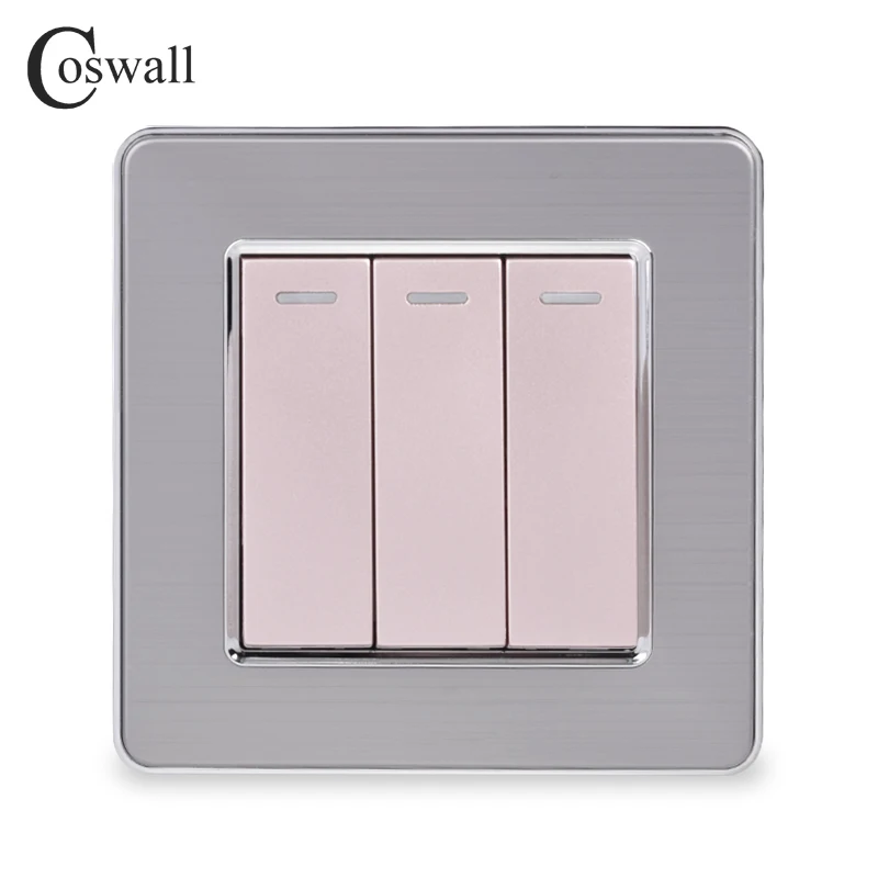 Coswall 3 банды 1 способ роскошный светильник Переключатель ВКЛ/ВЫКЛ настенный выключатель прерыватель из нержавеющей стали панель переменного тока 110~ 250 В