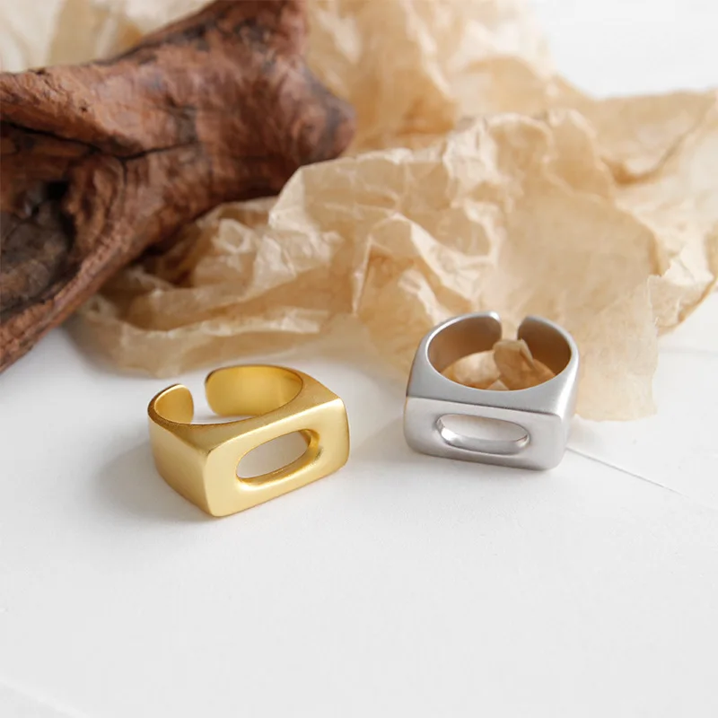 OLOEY,, подлинные, 925 пробы, серебряные, регулируемые кольца для женщин, Корея, геометрические, прямоугольные, овальные, полые, открытые кольца, подарки YMR988