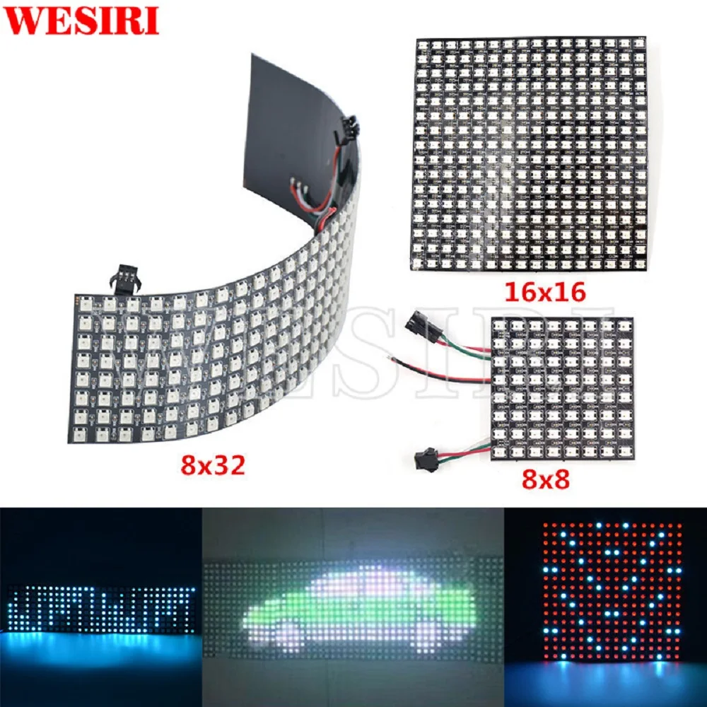 8x8 16x16 8x32 пикселей SK6812 WS2812B RGB Полноцветный индивидуально адресуемый цифровой гибкий светодиодный экран DC5V