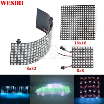 

8x8 16x16 8x32 Pixels SK6812 WS2812B RGB Full Color Individually Addressable Digital Flexible LED Panel Pixels Screen DC5V