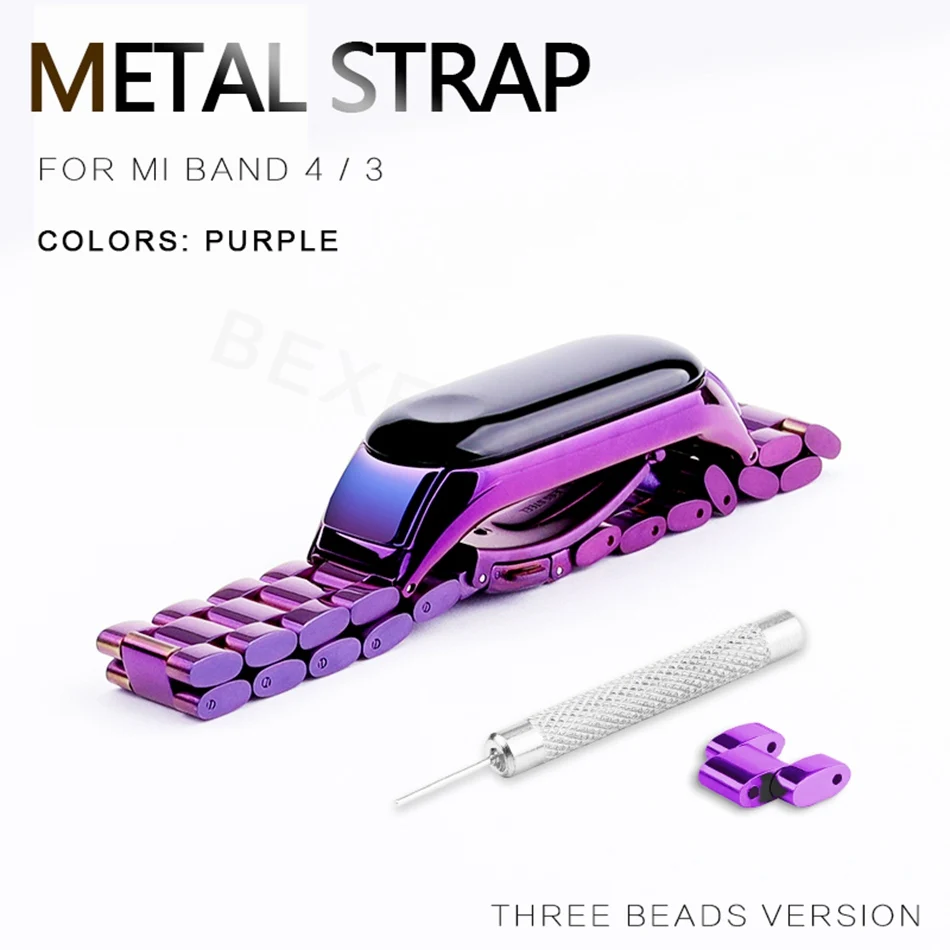 19M Protector/Bracelet mi band 3 4 strap For Xiaomi mi band 4 3 Strap/Bracelet for MiBand 4 3 Strap Metal Belt Stainless Steel Strap - Цвет: 19M