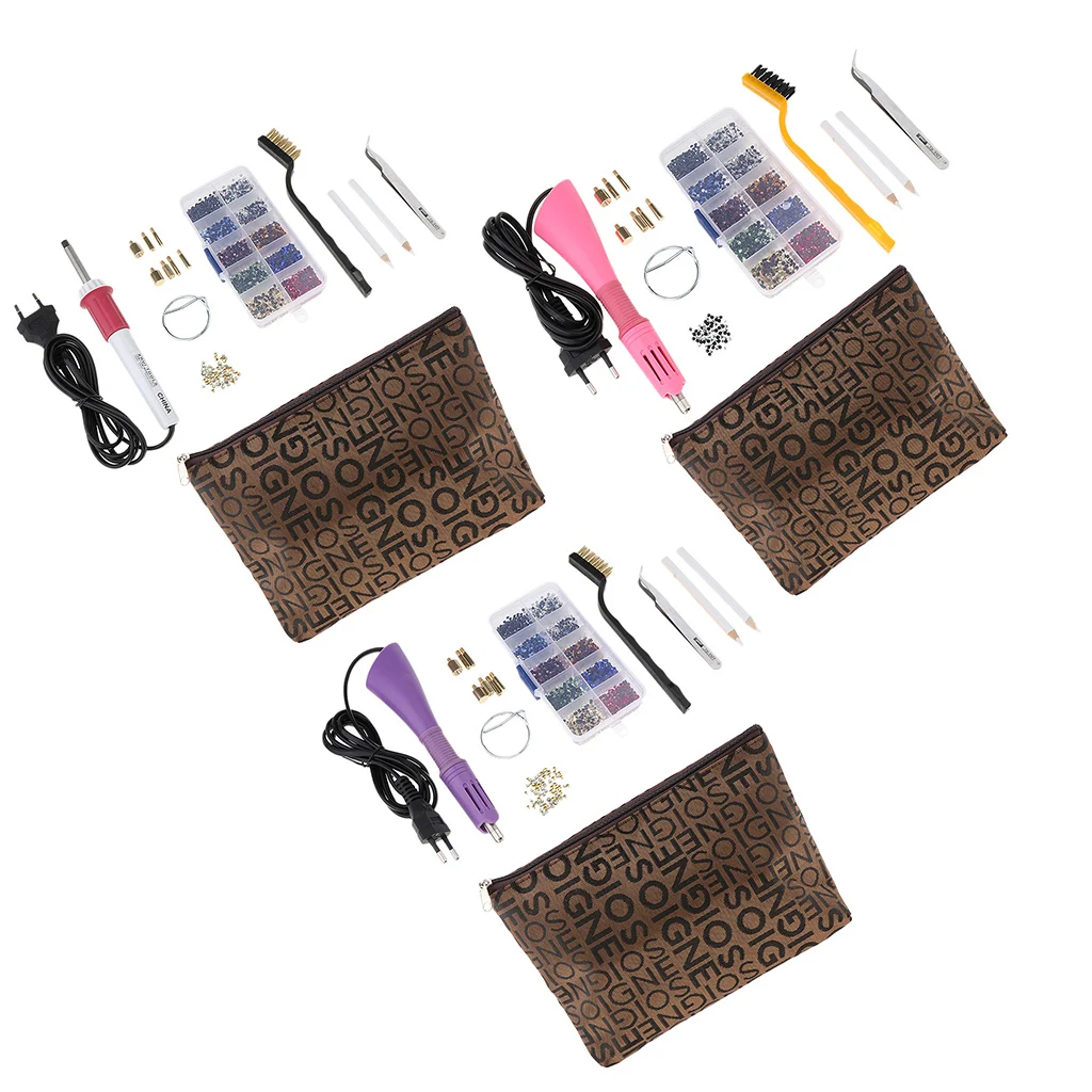 EU Plug Hot Fix Applicator Rhinestone Setter Wand Heater Tool Kit Set