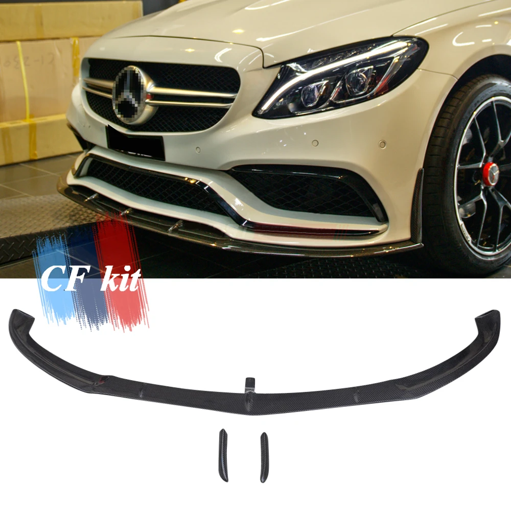 Передняя губа из углеродного волокна CF Kit 3 шт. для Mercedes Benz W205 C63 MAC спойлер передняя