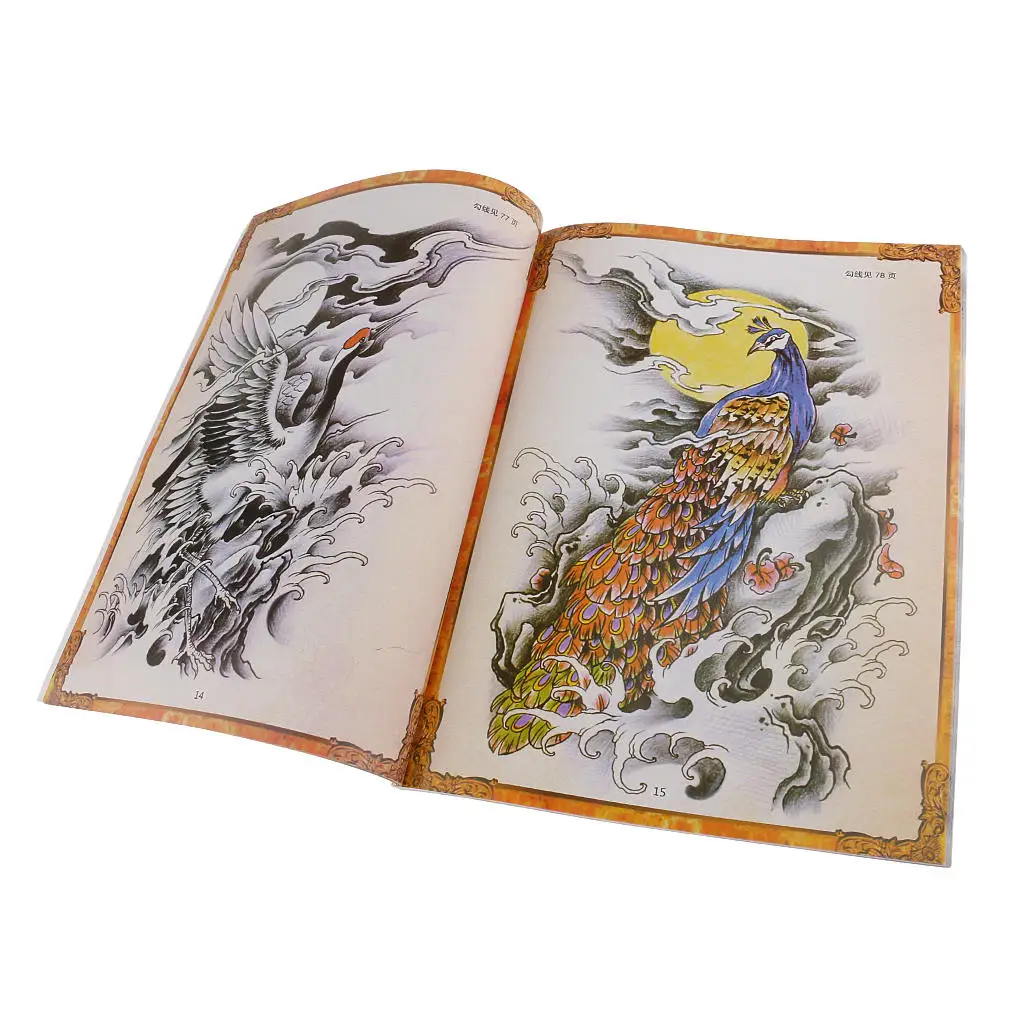 Флэш-татуировка для справочных пособий книга китайского Будды черепа Льва слона