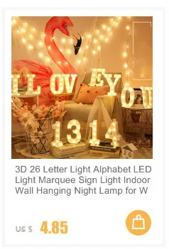 Светодиодный неоновый Ночной светильник с USB 0-9 буквенный светильник s светильник с белыми пластиковыми буквами для дня рождения, свадьбы, вечеринки, светильник для украшения спальни