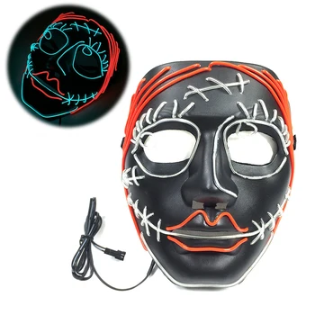 

Z New Halloween Horror Mask EL Glowing Mask Terror Flower Girl Ghost Dance Party And Bar Environment-friendly Plastic Mask*
