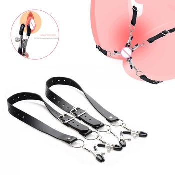 Metal Nipple Clitoris Labium Clamp,BDSM Bondage Thigh Labia Spreader Strap Vagina Speculum Clit Stimulator SM Sex Toys For Women 5