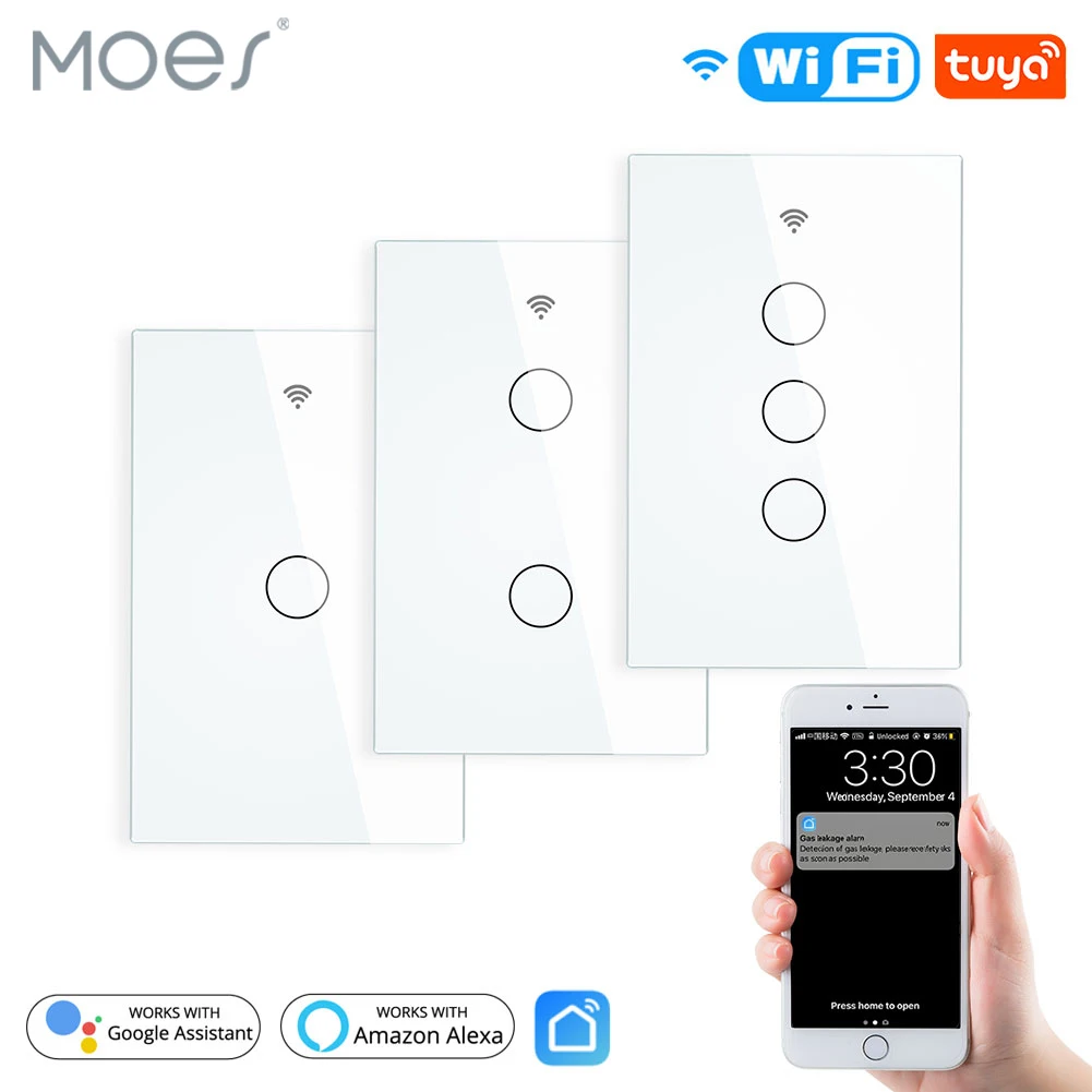 Wi-Fi Смарт настенный светильник переключатель Стекло Панель RF433 приложение Smart Life приложение Tuya дистанционного Управление работает с Amazon Alexa Google Home 1/2/3