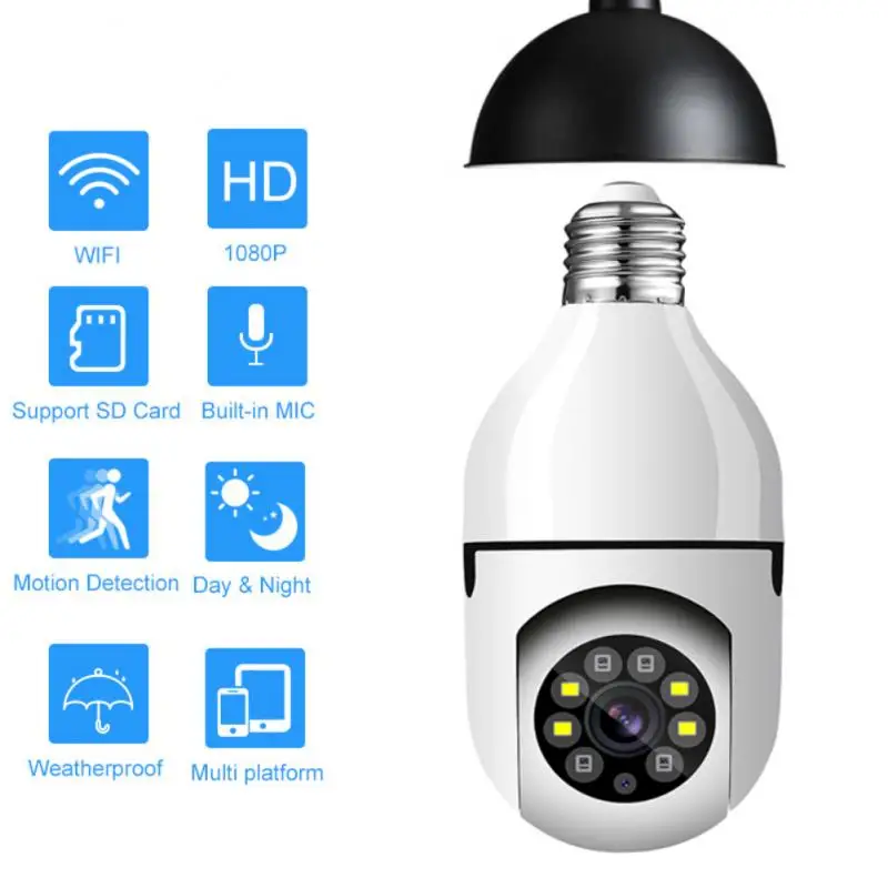 2MP 1080P E27 Bulb Wifi Camera PTZ HD Infrared Night Vision Two Way Talk Baby Monitor Auto Tracking YIIOT APP for Home Security