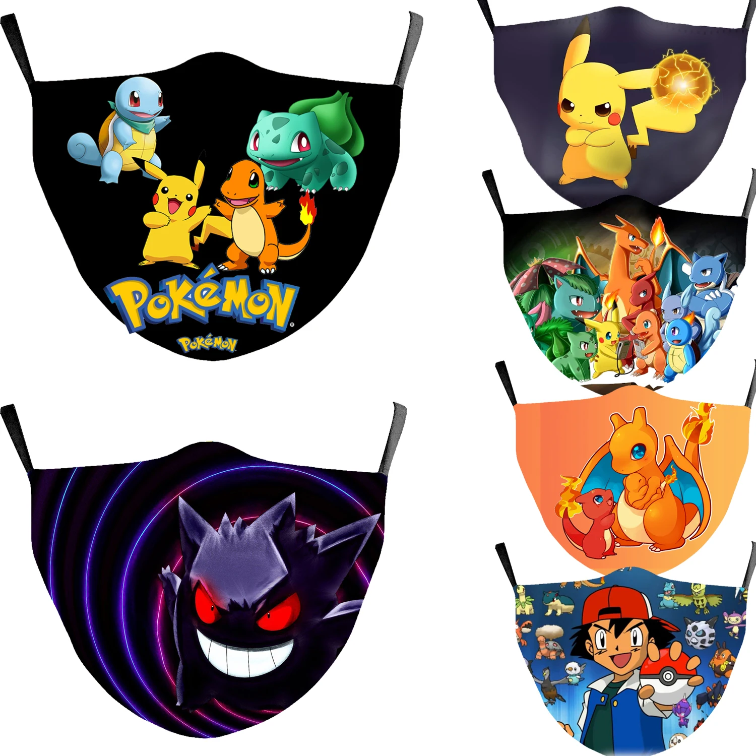 Adulto chico Cosplay Pokemon máscaras Pikachu Charizard bestia de Anime de dibujos animados Maska niño reutilizable a prueba de polvo boca lavable máscara de filtro