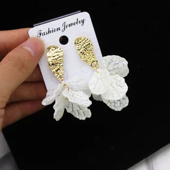 

Shiny Side New Fashion Brand Jewelry Acrylic Flower Stud Earrings for Women Gift Summer Style Earrings