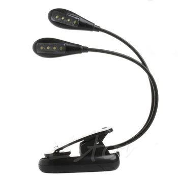 

Clip-on Adjustable Dual Arm 8 LED Piano Music Stand Book Light Reading Lamp1##