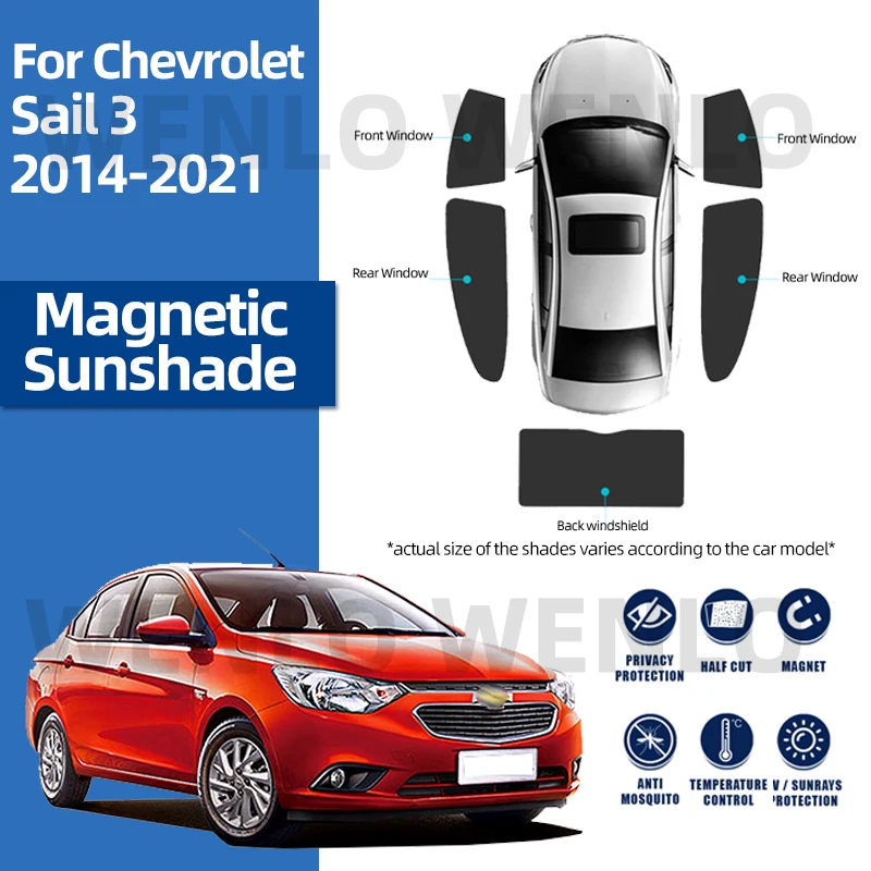 For Chevrolet Sail 3 2014-2021 Front Windshield Car Sunshade Side Window Blind Sun Shade Magnetic Visor Mesh Door Grid Curtains |