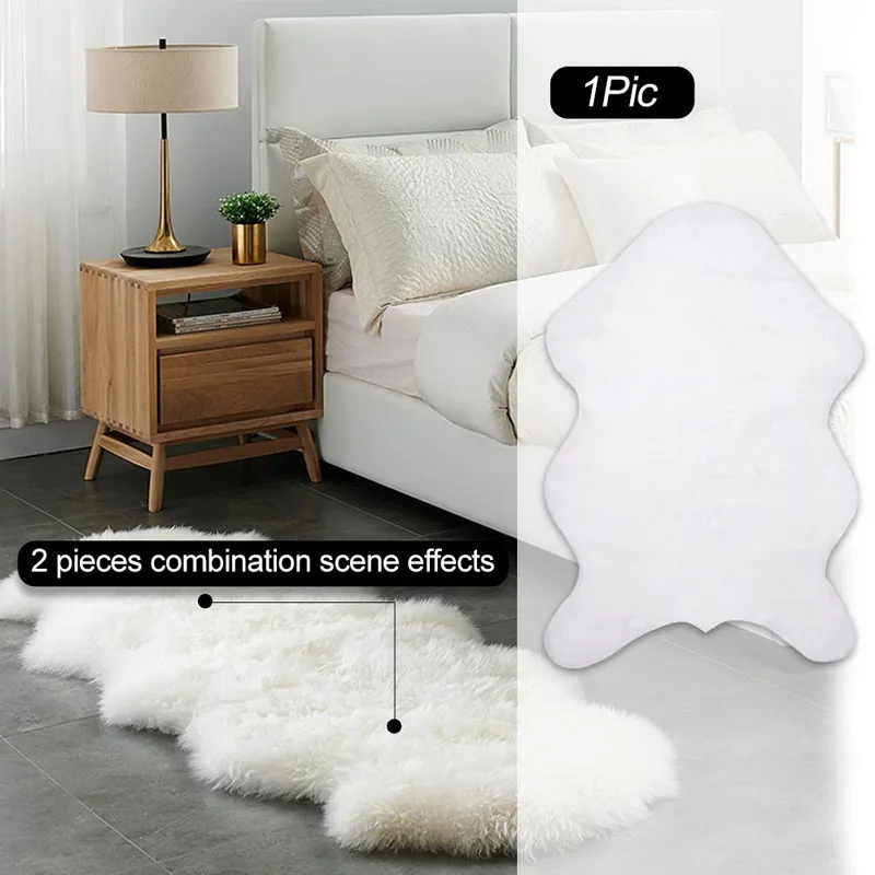 1pc Soft Imitation Wool Sofa Cushion Rug Non-Slip Whole Sheepskin Bay Window Living Room Bedroom Blanket Carpet Cushion M/L