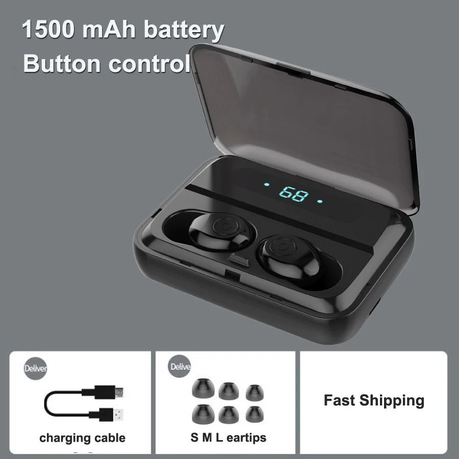 F9 Button control TWS, беспроводные наушники, Bluetooth 5,0, наушники с шумоподавлением, стерео наушники, Беспроводная Bluetooth гарнитура для телефонов - Цвет: F9 Button control