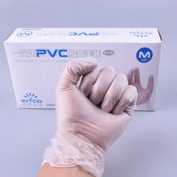 

100PCS Vinyl gloves disposable powder-free industrial food safety 3mm translucent PVC gloves Nitrile gloves daily Isolate virus