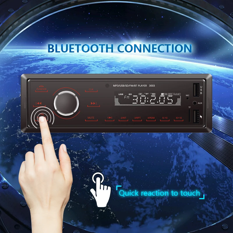 Автомобильный MP3-плеер с кнопкой full touch 1 din 2 USB с 2.1a зарядной картой U диск кассетный плеер FM радио SD TF радио