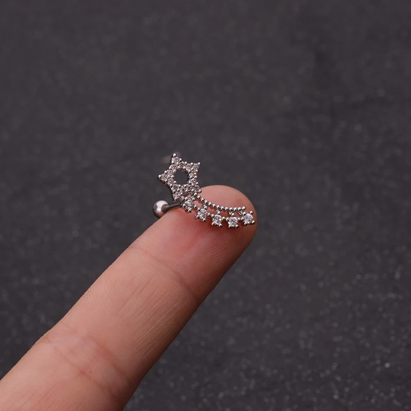 Серьга гвоздик из нержавеющей стали ювелирное изделие с изогнутым стержнем и