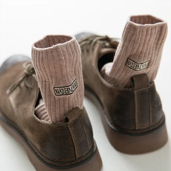 

Japanese Thicken Socks Anklet Sweat Absorbent Simple Embroidered Cotton Socks Sleep Socks Men Socks Solid Color Tube Socks new
