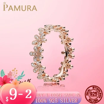 

Original 925 Sterling Silver & Rose Gold Color Daisy Flower Ring For Women Original 925 Silver Rings Brand Jewelry Gift